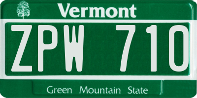 VT license plate ZPW710