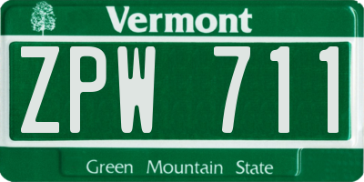 VT license plate ZPW711