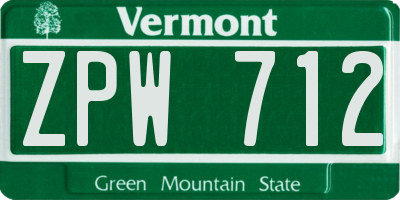VT license plate ZPW712