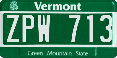 VT license plate ZPW713