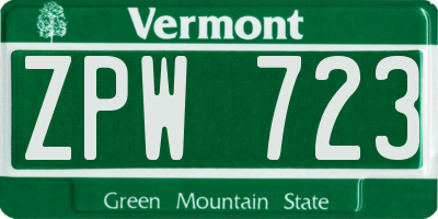 VT license plate ZPW723