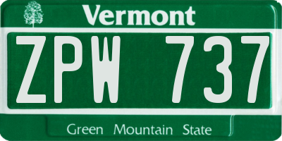 VT license plate ZPW737