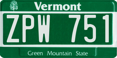 VT license plate ZPW751