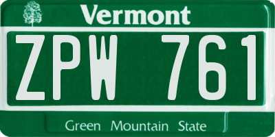 VT license plate ZPW761