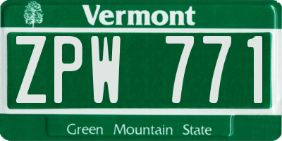 VT license plate ZPW771