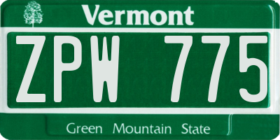 VT license plate ZPW775