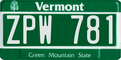 VT license plate ZPW781