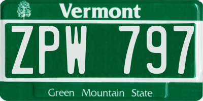 VT license plate ZPW797