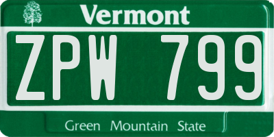 VT license plate ZPW799