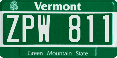 VT license plate ZPW811