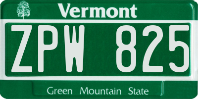 VT license plate ZPW825