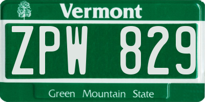 VT license plate ZPW829
