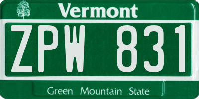 VT license plate ZPW831