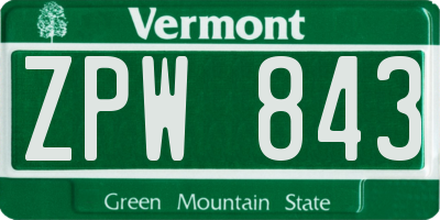 VT license plate ZPW843