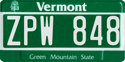 VT license plate ZPW848