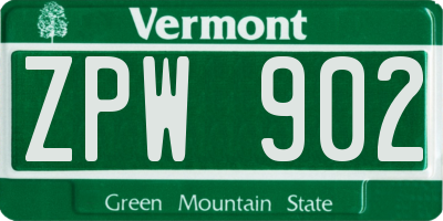 VT license plate ZPW902