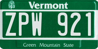 VT license plate ZPW921