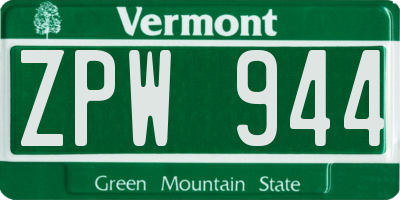 VT license plate ZPW944