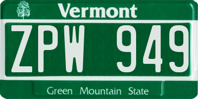 VT license plate ZPW949