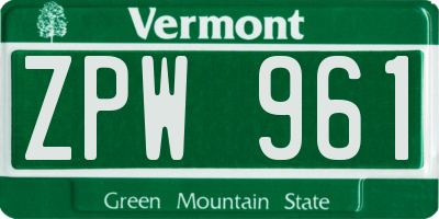 VT license plate ZPW961