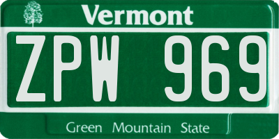 VT license plate ZPW969