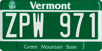 VT license plate ZPW971