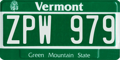 VT license plate ZPW979