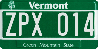 VT license plate ZPX014
