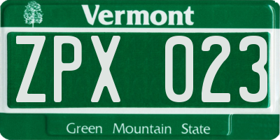 VT license plate ZPX023