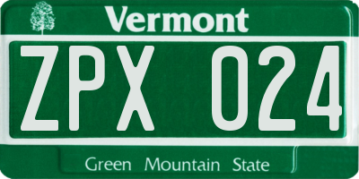 VT license plate ZPX024
