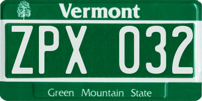 VT license plate ZPX032