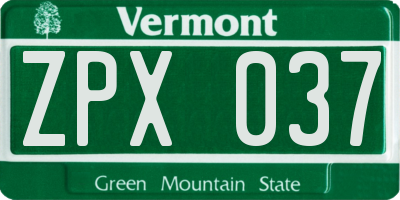 VT license plate ZPX037