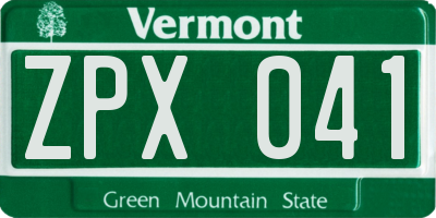 VT license plate ZPX041