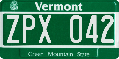VT license plate ZPX042