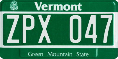 VT license plate ZPX047