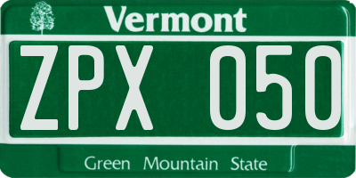 VT license plate ZPX050