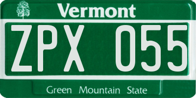 VT license plate ZPX055
