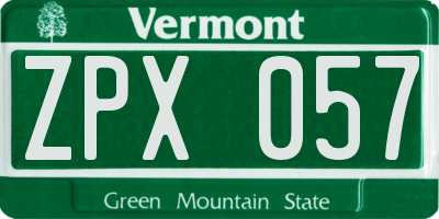 VT license plate ZPX057