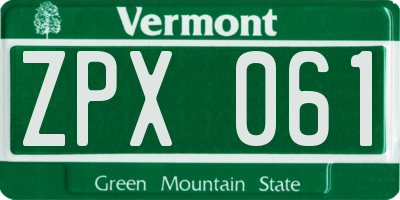 VT license plate ZPX061