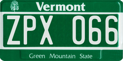 VT license plate ZPX066
