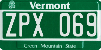 VT license plate ZPX069