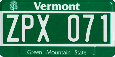 VT license plate ZPX071
