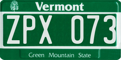 VT license plate ZPX073