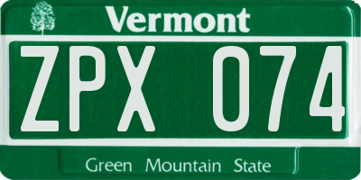 VT license plate ZPX074