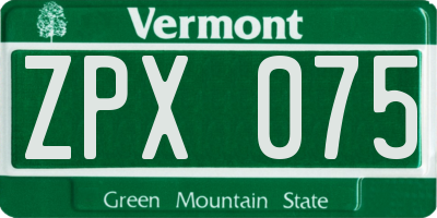 VT license plate ZPX075