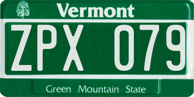 VT license plate ZPX079
