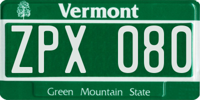 VT license plate ZPX080