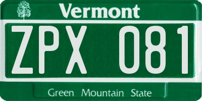 VT license plate ZPX081