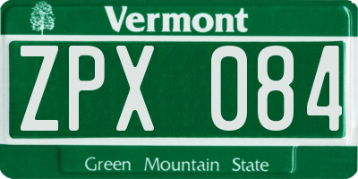 VT license plate ZPX084