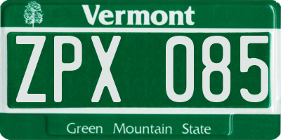 VT license plate ZPX085